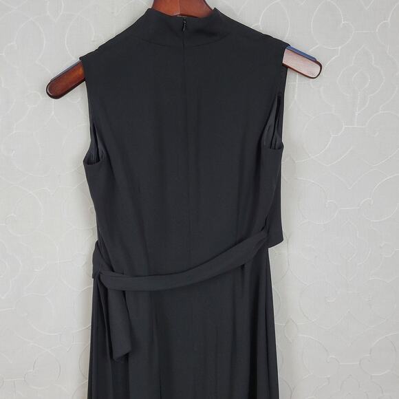 Jones New York Structured Wrap Dress 4 Black‎ Tie Belt Maxi Cocktail Party LBD - Picture 6 of 14